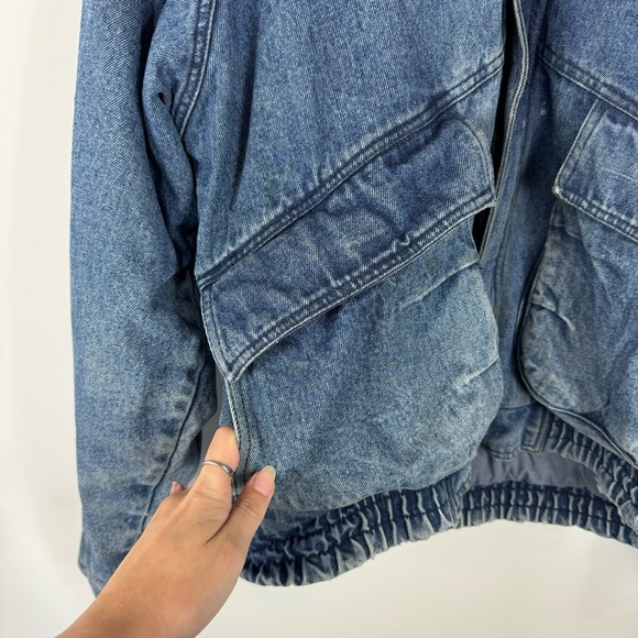Vintage Hunt Club Oversized Denim Bomber Jean Jacket Y2K Retro Grunge 90s - Picture 5 of 9